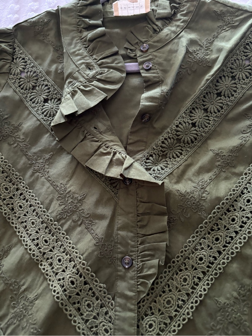 Sezane Lou Top in Perfect Green Embroidered Size 36 (4) - Picture 5 of 10